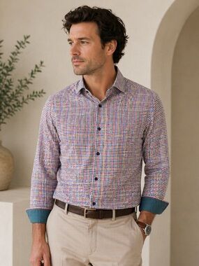 Jermyn & Bond Colorful Houndstooth Button-Down | Modern Fit | Size 3X 🔥